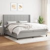 Cama box spring con colchón tela gris claro 200x200 cm