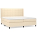 Cama box spring con colchón tela color crema 200x200 cm