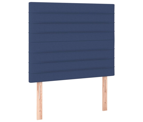 Cama box spring con colchón tela azul 90x190 cm