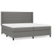 Cama box spring con colchón tela gris oscuro 200x200 cm