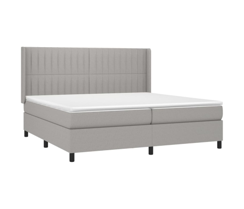 Cama box spring con colchón tela gris claro 200x200 cm