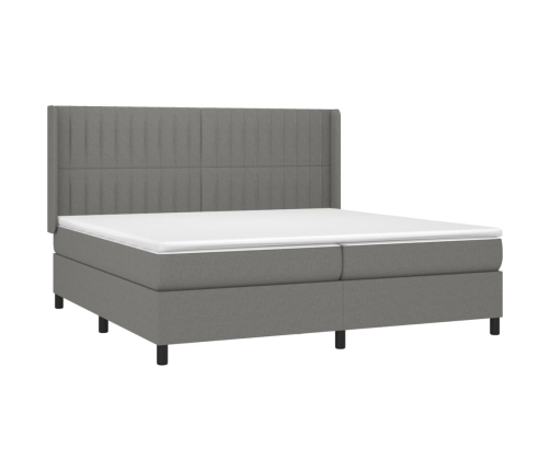 Cama box spring con colchón tela gris oscuro 200x200 cm