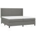 Cama box spring con colchón tela gris oscuro 200x200 cm