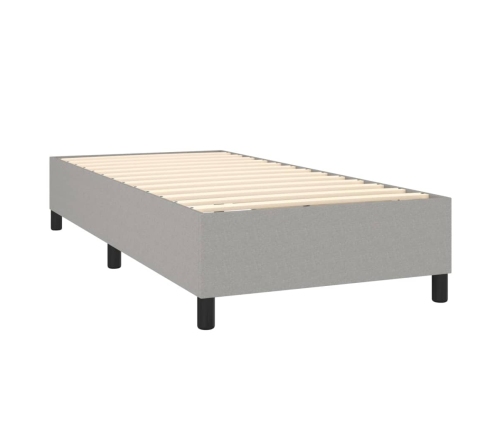 Cama box spring con colchón tela gris claro 80x200 cm