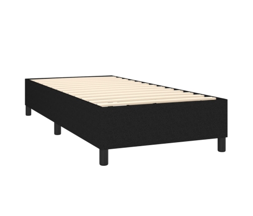 Cama box spring con colchón tela negro 90x190 cm