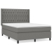 Cama box spring con colchón tela gris oscuro 140x190 cm