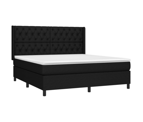 Cama box spring con colchón tela negro 160x200 cm