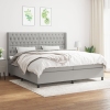 Cama box spring con colchón tela gris claro 200x200 cm