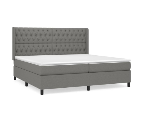 Cama box spring con colchón tela gris oscuro 200x200 cm