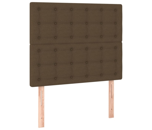 Cama box spring con colchón tela marrón oscuro 90x190 cm