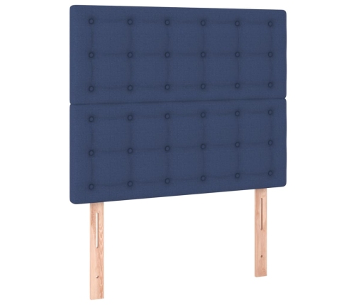 Cama box spring con colchón tela azul 100x200 cm