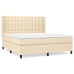 Cama box spring con colchón tela color crema 160x200 cm