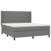 Cama box spring con colchón tela gris oscuro 180x200 cm