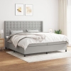 Cama box spring con colchón tela gris claro 200x200 cm