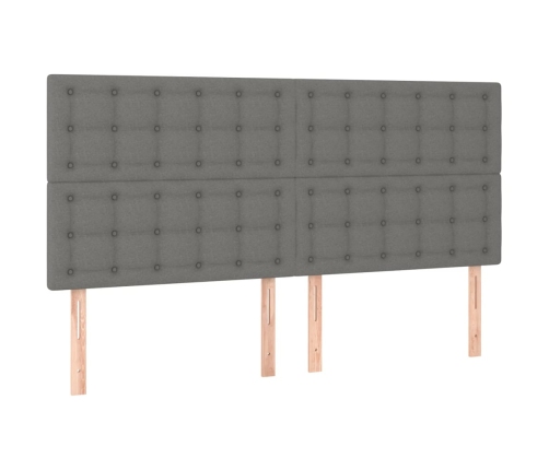 Cama box spring con colchón tela gris oscuro 200x200 cm