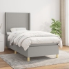 Cama box spring con colchón tela gris claro 80x200 cm