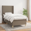 Cama box spring con colchón tela gris taupe 80x200 cm