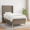 Cama box spring con colchón tela gris taupe 90x190 cm