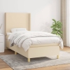 Cama box spring con colchón tela color crema 90x190 cm