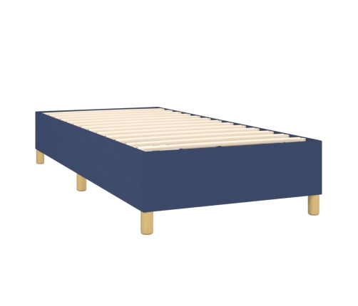 vidaXL Cama box spring con colchón tela azul 90x190 cm