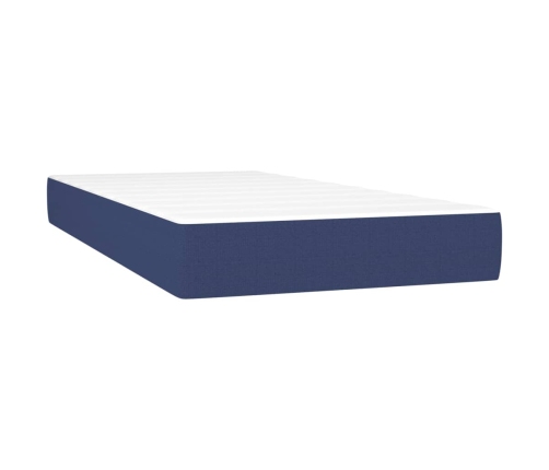 vidaXL Cama box spring con colchón tela azul 90x190 cm