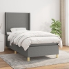 Cama box spring con colchón tela gris oscuro 100x200 cm