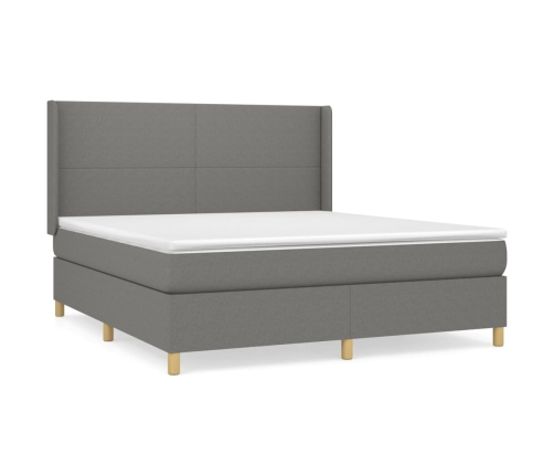 Cama box spring con colchón tela gris oscuro 160x200 cm