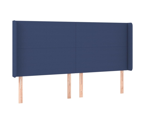 Cama box spring con colchón tela azul 180x200 cm