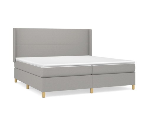 Cama box spring con colchón tela gris claro 200x200 cm