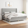 Cama box spring con colchón tela gris claro 200x200 cm