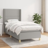 Cama box spring con colchón tela gris claro 90x190 cm