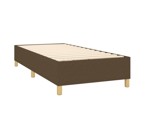 Cama box spring con colchón tela marrón oscuro 90x190 cm