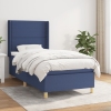 Cama box spring con colchón tela azul 90x190 cm