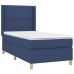 Cama box spring con colchón tela azul 100x200 cm