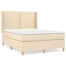 Cama box spring con colchón tela color crema 140x190 cm