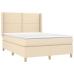 Cama box spring con colchón tela color crema 140x190 cm