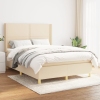 Cama box spring con colchón tela color crema 140x190 cm