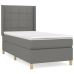 Cama box spring con colchón tela gris oscuro 80x200 cm