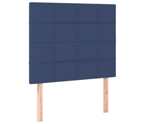 Cama box spring con colchón tela azul 80x200 cm