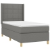 Cama box spring con colchón tela gris oscuro 90x190 cm