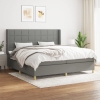 Cama box spring con colchón tela gris oscuro 200x200 cm