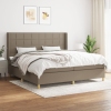 Cama box spring con colchón tela gris taupe 200x200 cm