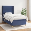 Cama box spring con colchón tela azul 80x200 cm