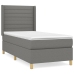 Cama box spring con colchón tela gris oscuro 90x190 cm