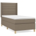Cama box spring con colchón tela gris taupe 90x190 cm