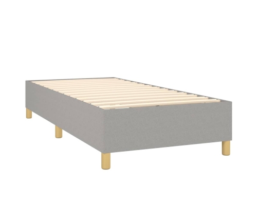 Cama box spring con colchón tela gris claro 100x200 cm