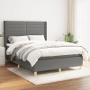 Cama box spring con colchón tela gris oscuro 140x190 cm