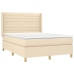 Cama box spring con colchón tela color crema 140x190 cm