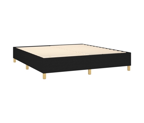 Cama box spring con colchón tela negro 160x200 cm