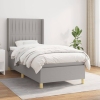 Cama box spring con colchón tela gris claro 90x190 cm